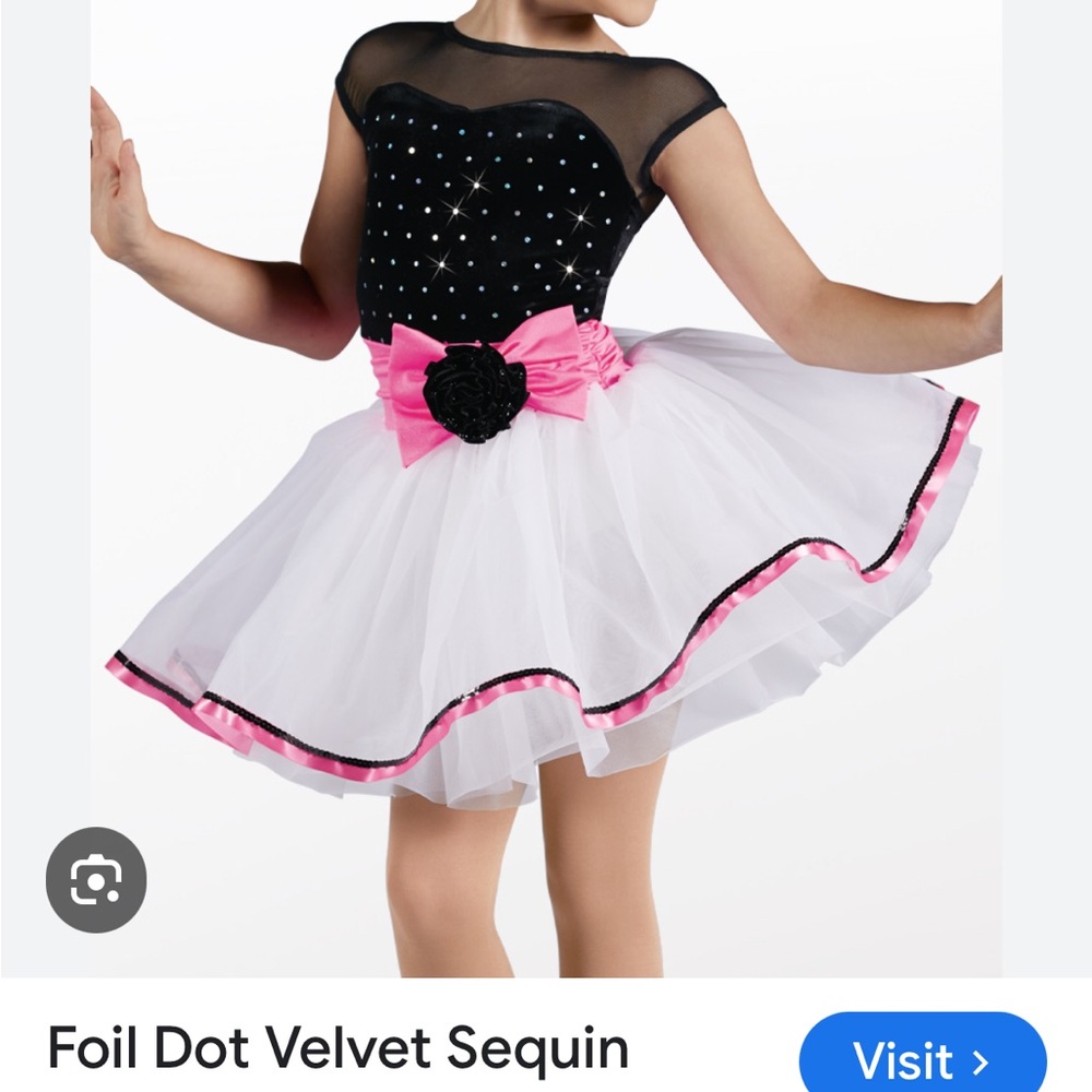 Kids' Black and White Tutu Costume with Pink Accents